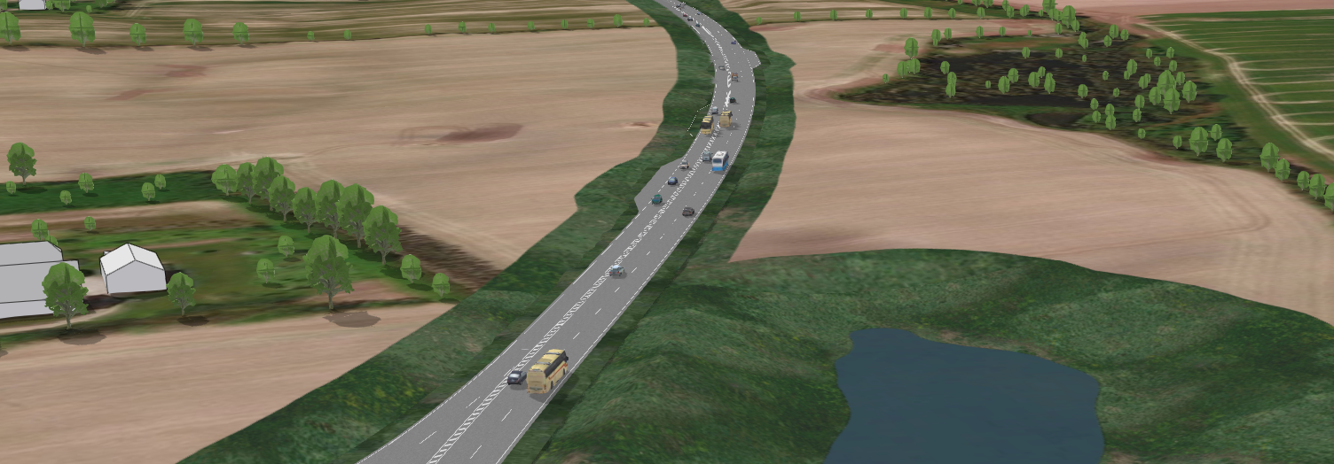 Udforsk 3D-modellen af vejen (inkl. støjkort)